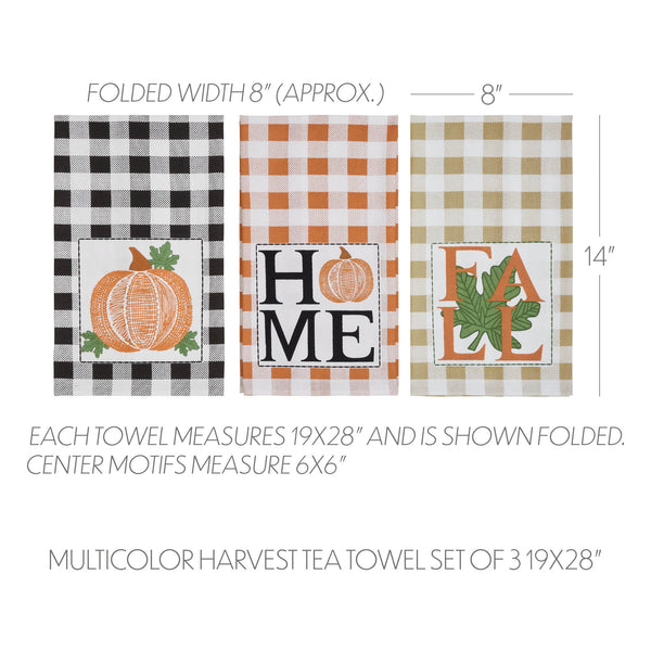 Annie Check Harvest Plaid 100% Cotton Farmhouse Kitchen & Dish Towel Set, Set of 3