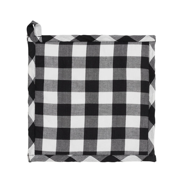 Annie Black & White Buffalo Check Pumpkin Trivet 8x8 inch Farmhouse Fall Kitchen Hot Pad