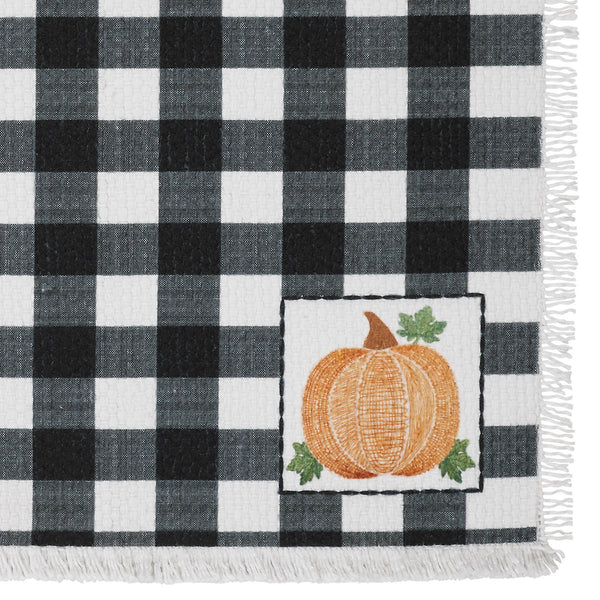 Annie Farmhouse Fall Black Check Pumpkin Placemat Set of 2 Autumn Harvest Table Linens 13x19