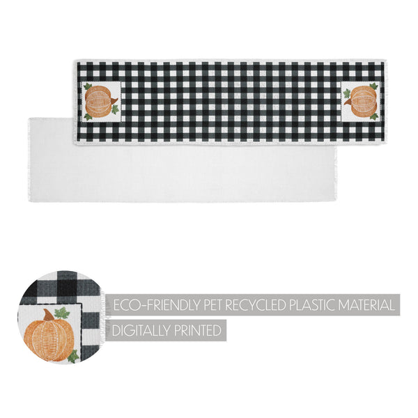 Farmhouse Black White Buffalo Plaid Pumpkin Table Runner 12x48 Inch Fall Autumn Harvest Kitchen Dining Decor