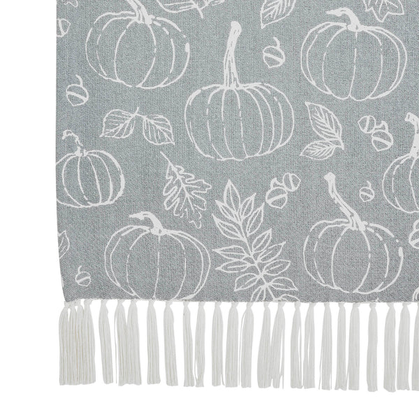 Autumn Fall Grey Pumpkin Silhouette Plush Throw Blanket 50x60 Cozy Home Decor