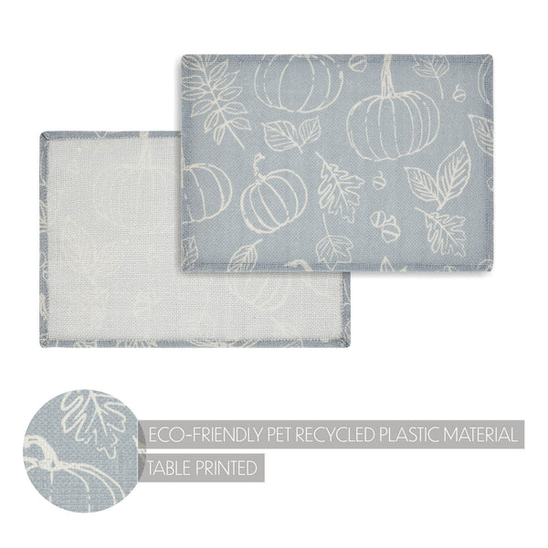 Farmhouse Fall Harvest Grey Cotton Pumpkin Silhouette Placemat Set of 2 (13x19 inch) Autumn Thanksgiving Dining Table Decor