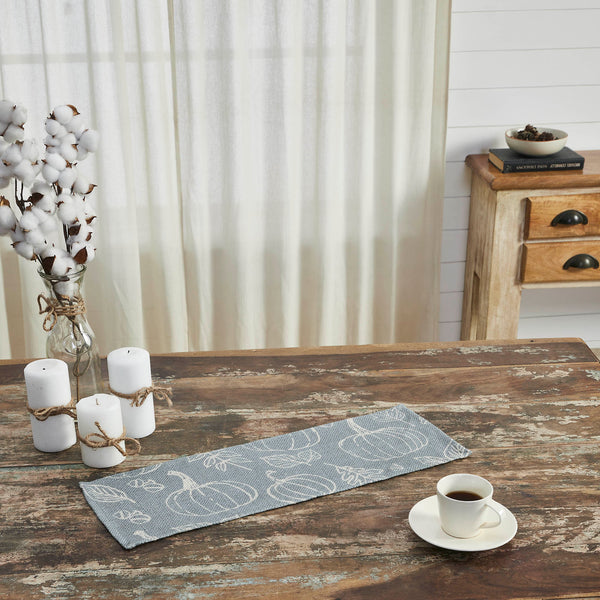 Grey Pumpkin Silhouette Fall Table Runner 8x24 Autumn Harvest Decorative Dining & Coffee Table Accent