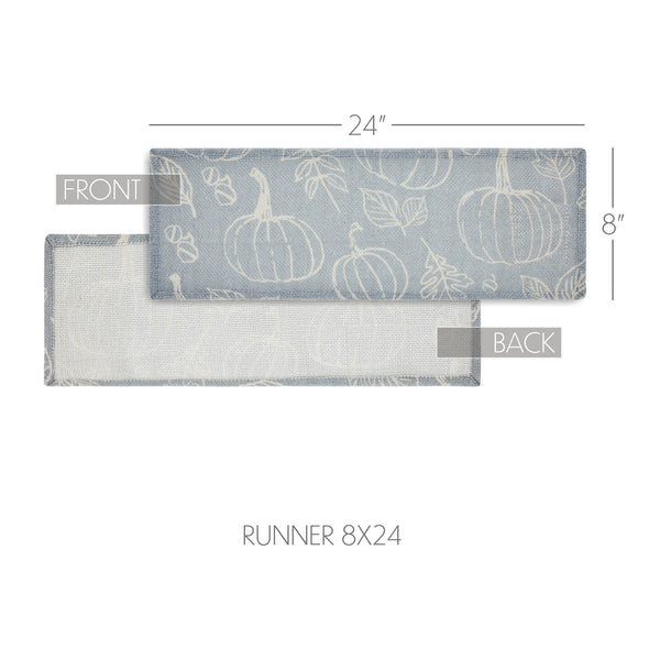 Grey Pumpkin Silhouette Fall Table Runner 8x24 Autumn Harvest Decorative Dining & Coffee Table Accent