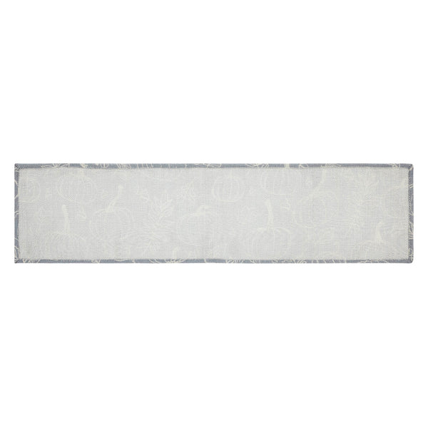Autumn Harvest Grey Pumpkin Silhouette Table Runner 12x48 Inch Seasonal Fall & Halloween Kitchen Dining Decor