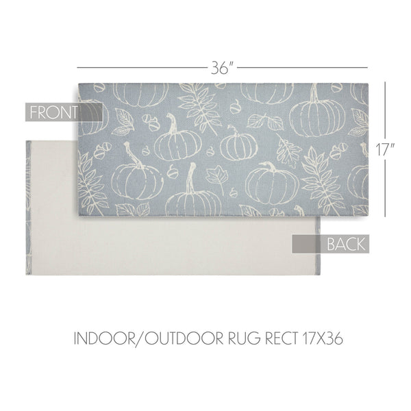 Grey Pumpkin Silhouette Indoor Outdoor Accent Rug Fall Autumn Polypropylene Rectangle Doormat 17x36 Inch