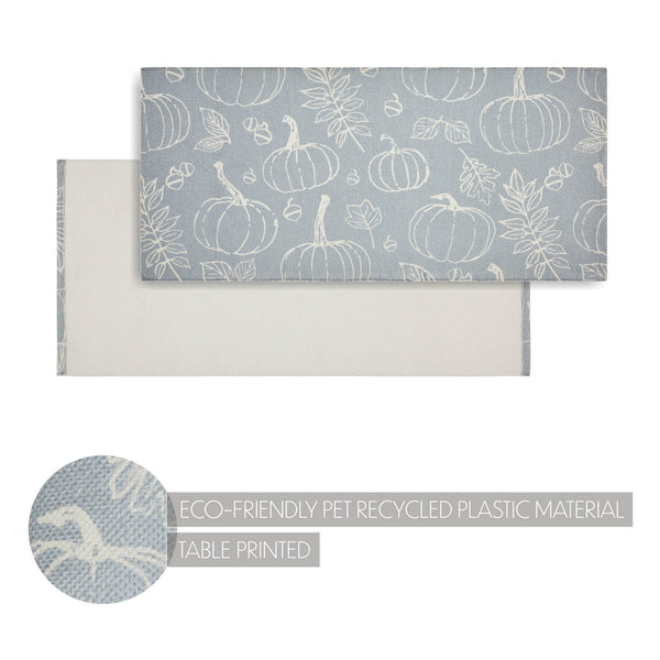 Grey Pumpkin Silhouette Indoor Outdoor Accent Rug Fall Autumn Polypropylene Rectangle Doormat 17x36 Inch