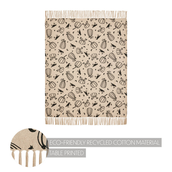 VHC Brands Raven Harvest Farmhouse Black Tan Plaid Woven Cotton Throw Blanket 50x60