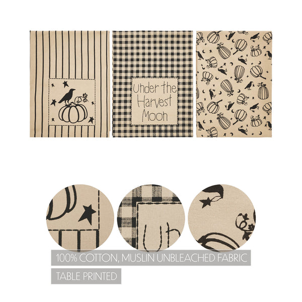 Raven Harvest Cotton Kitchen Dish Towel Set of 3 Absorbent Fall Decor Hand Towels 19x28