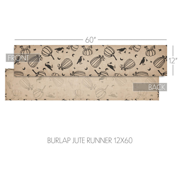 Raven Harvest Rustic Farmhouse Burlap Jute Table Runner 12x60 Inch Autumn Dining & Kitchen Decor