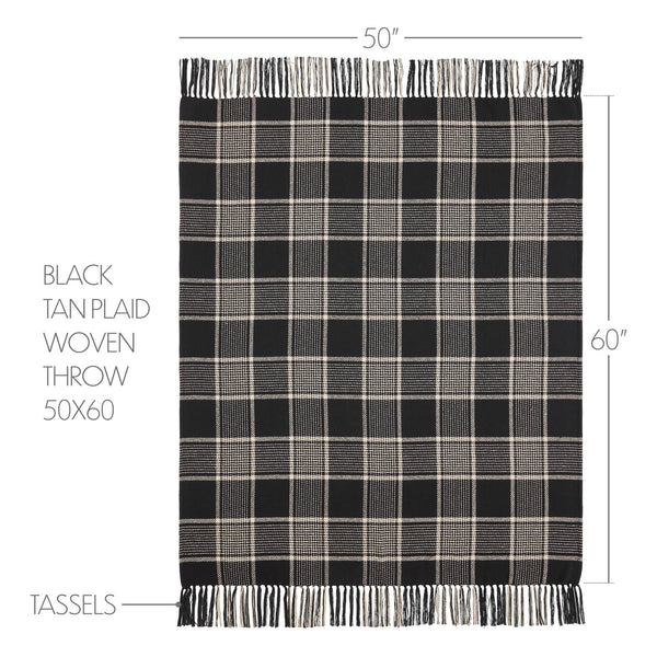 Eston Black Tan Plaid Throw 50x60