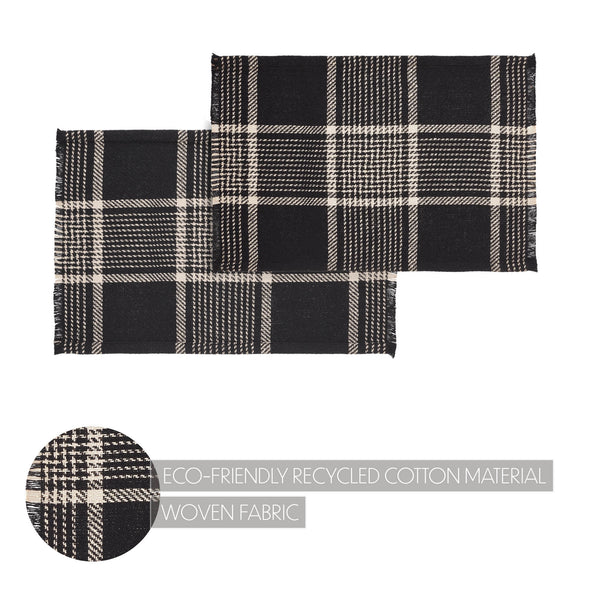 Eston Black Tan Plaid Placemat Set of 2 13x19