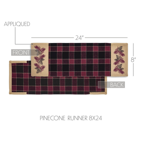 Connell Rustic Pinecone Table Runner 8x24 Inch Lodge Cabin Woodland Dining Decor