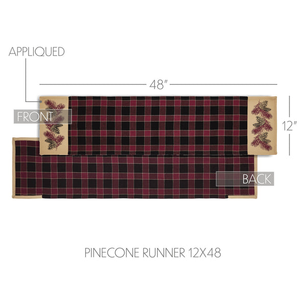 Connell Rustic Pinecone Fall Table Runner 12x48 Inch Holiday Decorative Home Decor