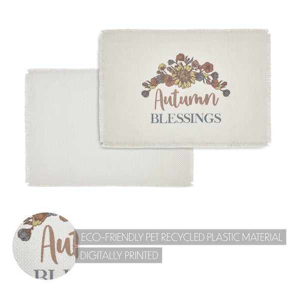 VHC Brands Bountifall Autumn Blessings Farmhouse Fall Harvest Cotton Placemat Set of 2, 13x19