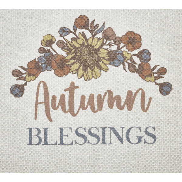 VHC Brands Autumn Blessings Cotton Farmhouse Table Runner 8x24 Fall Harvest Thanksgiving Decor with Pumpkins, Leaves, Berries