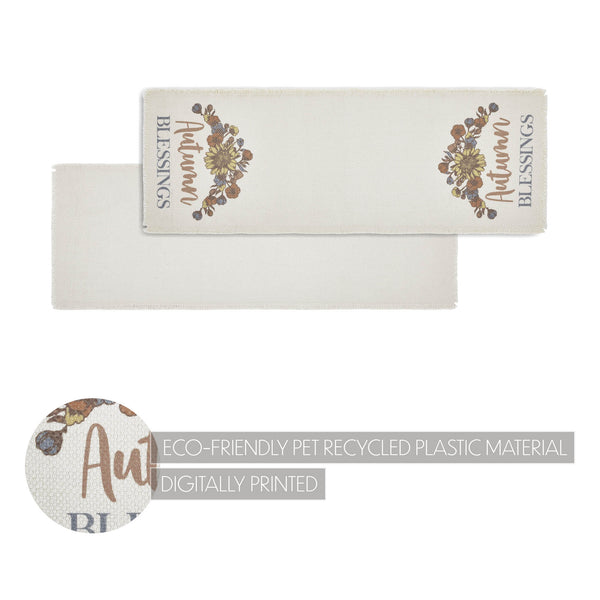 VHC Brands Autumn Blessings Cotton Farmhouse Table Runner 8x24 Fall Harvest Thanksgiving Decor with Pumpkins, Leaves, Berries