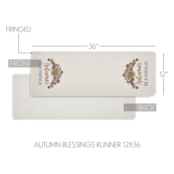 Bountifall Autumn Blessings Decorative Table Runner 12x36 Inch Fall Harvest Thanksgiving Home Decor Fabric Accent