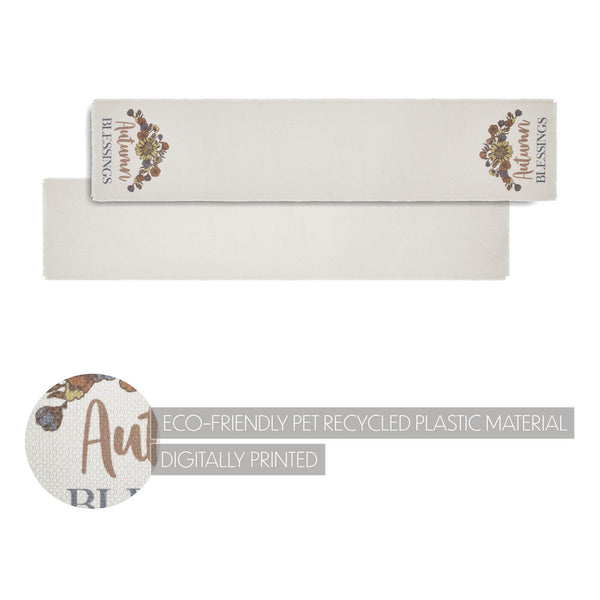 Bountifall Autumn Blessings Table Runner 12x60 Inch Seasonal Fall Harvest Thanksgiving Dining Home Decor