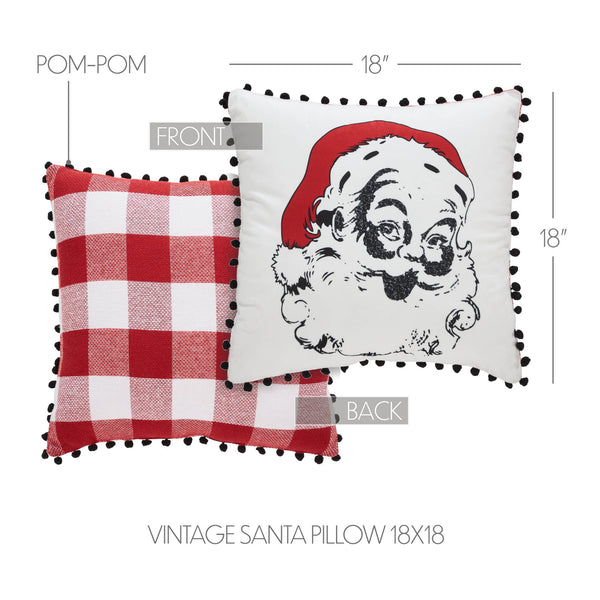 Annie Red Check Vintage Santa Pillow 18x18