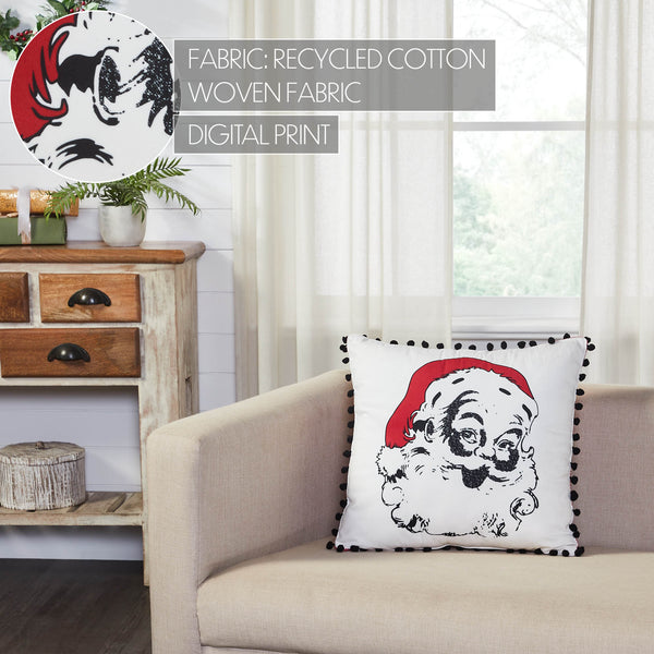 Annie Red Check Vintage Santa Pillow 18x18