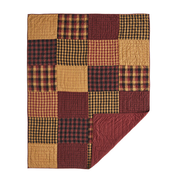 Connell Twin Quilt 70x90 | Burgundy Black Primitive Bedding