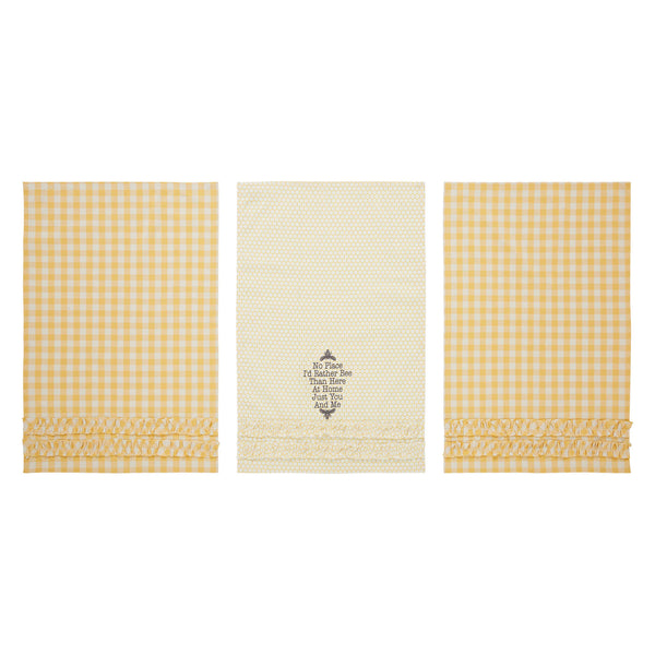 Buzzy Bees Ruffled Tea Towel Set of 3 19x28