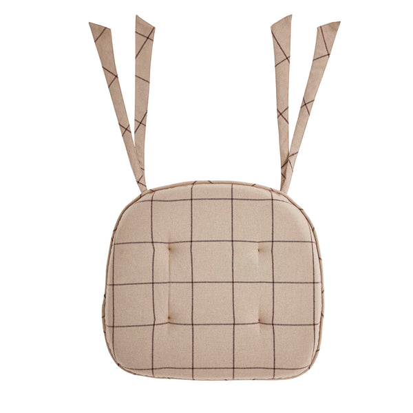 Connell Burgundy Plaid Primitive Country Chair Pad 15.5x17 - VHC Brands