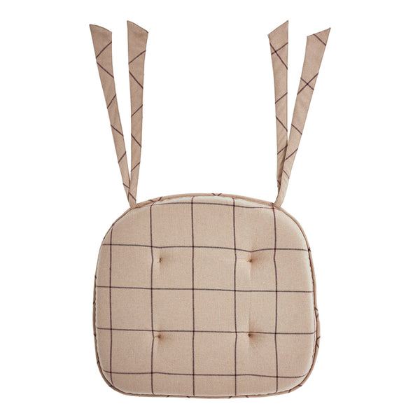 Connell Burgundy Plaid Primitive Country Chair Pad 15.5x17 - VHC Brands