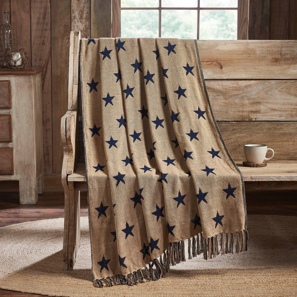My Country Jacquard Stars Navy Woven Throw 50x60