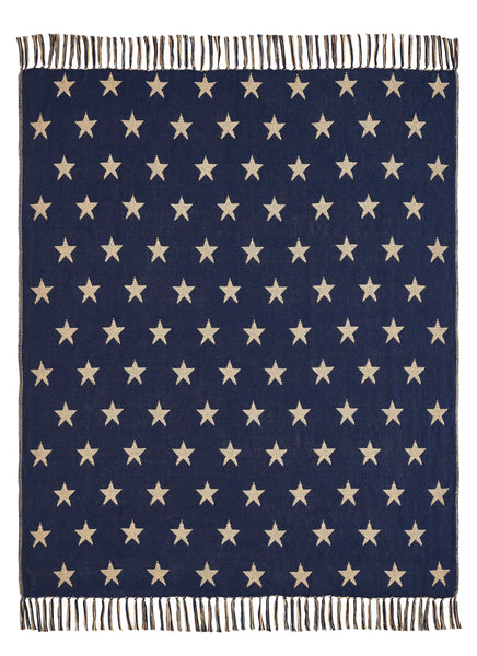 My Country Jacquard Stars Navy Woven Throw 50x60