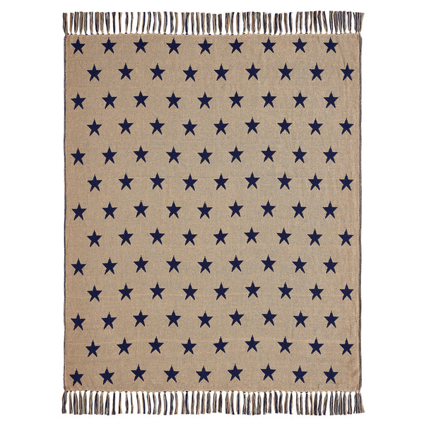 My Country Jacquard Stars Navy Woven Throw 50x60