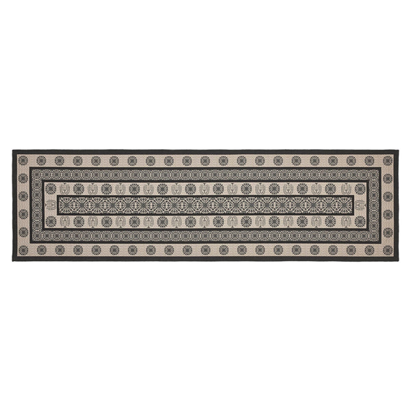 Custom House Black Tan Jacquard Polyester Rug/Runner Rect 22x78