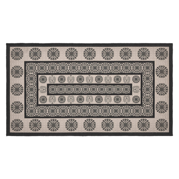 Custom House Black Tan Jacquard Polyester Rug Rect 27x48