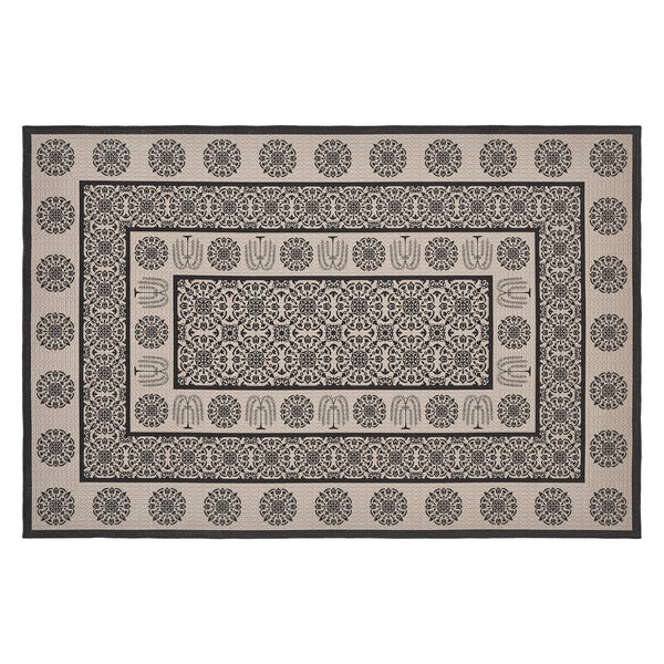 Custom House Black Tan Jacquard Polyester Rug Rect 48x72