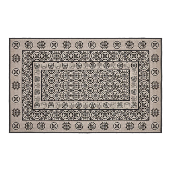 Custom House Black Tan Jacquard Polyester Rug Rect 60x96