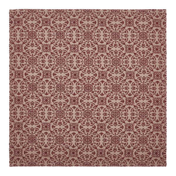 Custom House Burgundy Tan Jacquard Table Topper 20x20