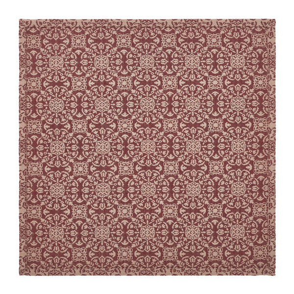 Custom House Burgundy Tan Jacquard Table Topper 20x20