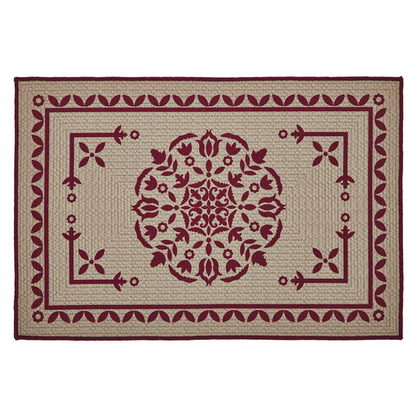 Custom House Burgundy Tan Jacquard Polyester Bathmat 20x30