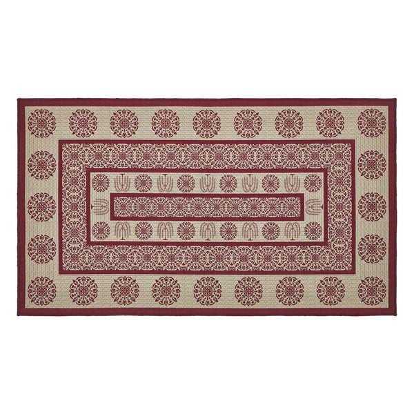 Custom House Burgundy Tan Jacquard Polyester Rug Rect 27x48
