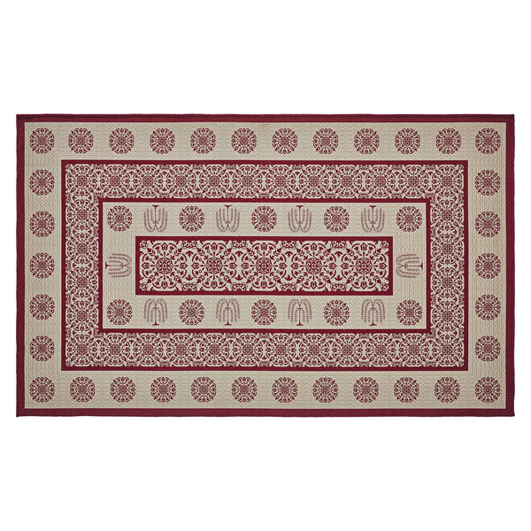 Custom House Burgundy Tan Jacquard Polyester Rug Rect 36x60