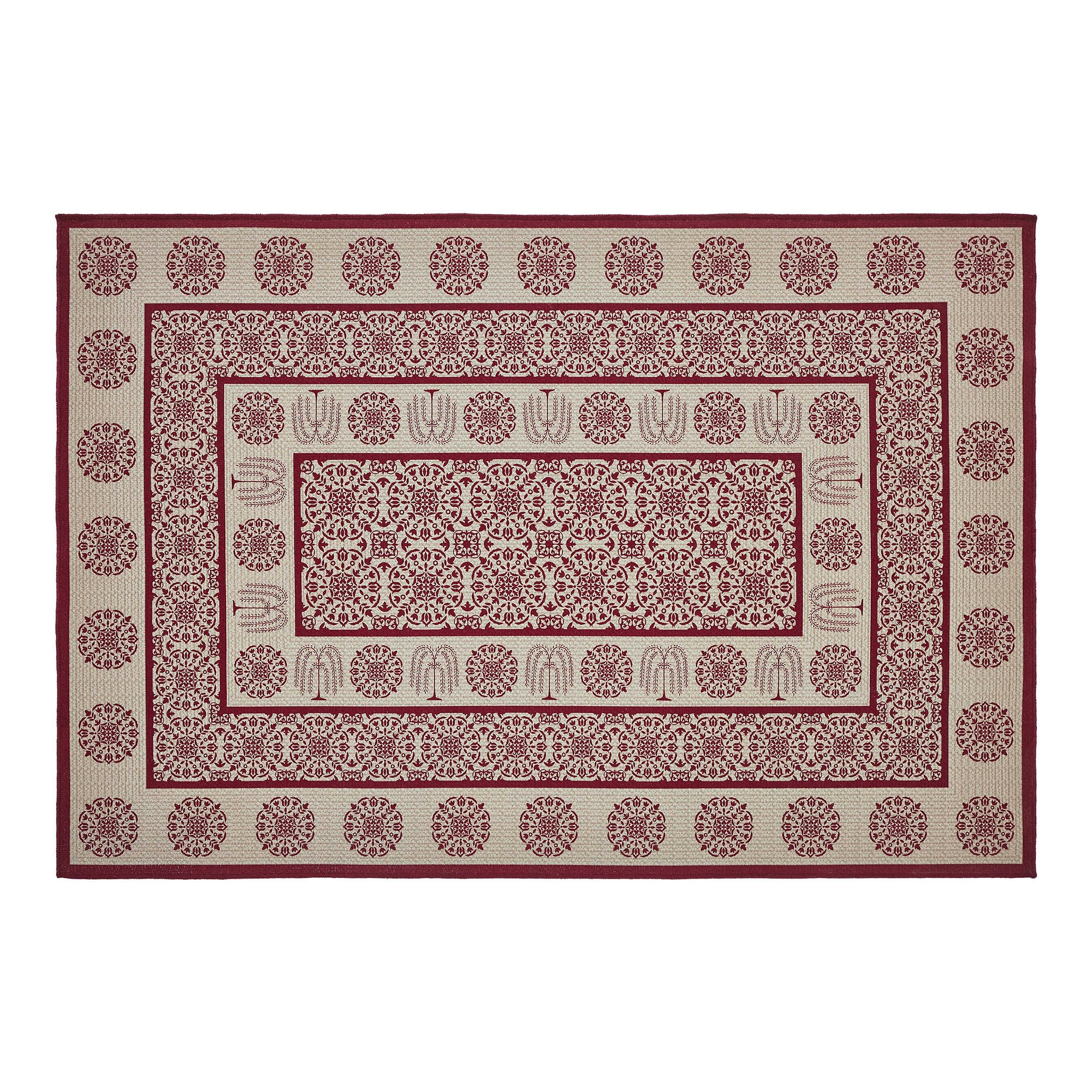 Custom House Burgundy Tan Jacquard Polyester Rug Rect 48x72 - Allysons ...