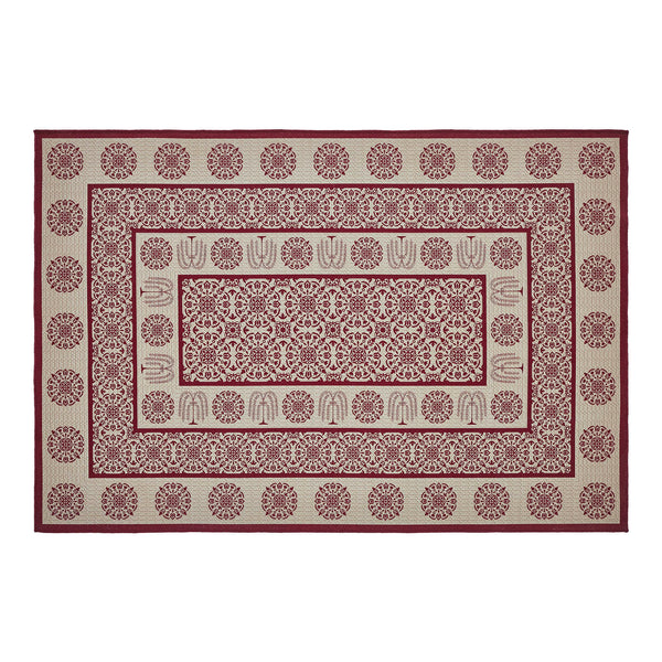 Custom House Burgundy Tan Jacquard Polyester Rug Rect 48x72