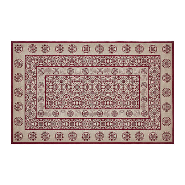 Custom House Burgundy Tan Jacquard Polyester Rug Rect 60x96