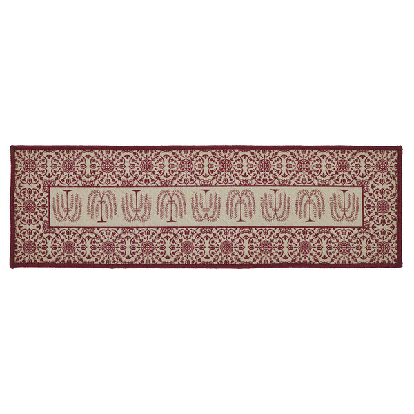 Custom House Burgundy Tan Jacquard Polyester Stair Tread Rect Latex 8.5x27