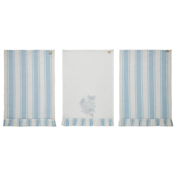 Finders Keepers Hydrangea Ruffled Tea Towel Set of 3 19x28