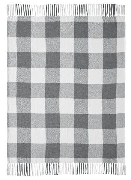 Annie Buffalo Check Grey Woven Throw 50x60
