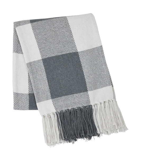 Annie Buffalo Check Grey Woven Throw 50x60