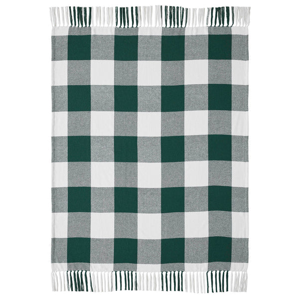 Annie Buffalo Check Hunter Green Woven Throw 50x60