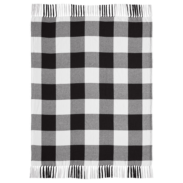 Annie Buffalo Check Black Woven Throw 50x60